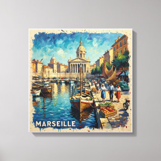 Marseille Haven Oude Haven Schilderij op Canvas Afdruk (Voorkant)