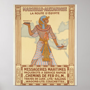 Marseille naar Alexandrië Egyptische route Poster