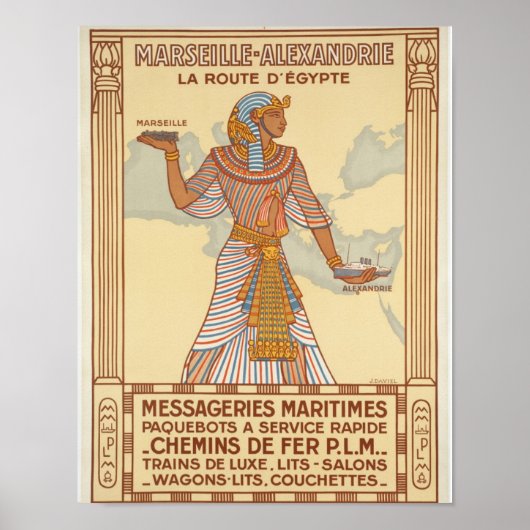 Marseille naar Alexandrië Egyptische route Poster (Voorkant)