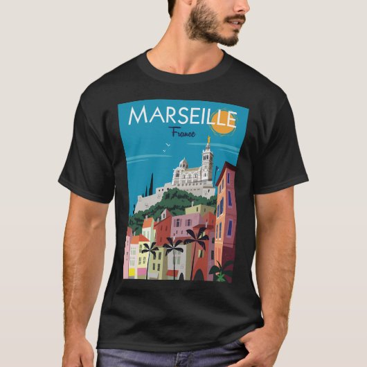 Marseille Notre Dame de la Garde Poster T-shirt (Voorkant)