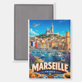🧲 Marseille Oude Haven Reis Herinnering Frankrijk Magneet (Voorkant / Achterkant)