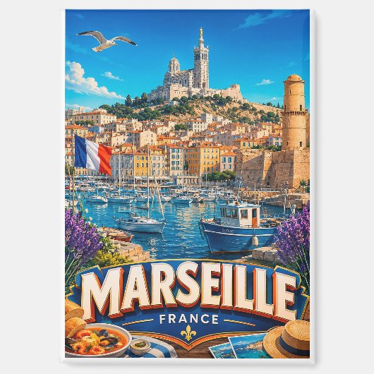🧲 Marseille Oude Haven Reis Herinnering Frankrijk Magneet (Voorkant)