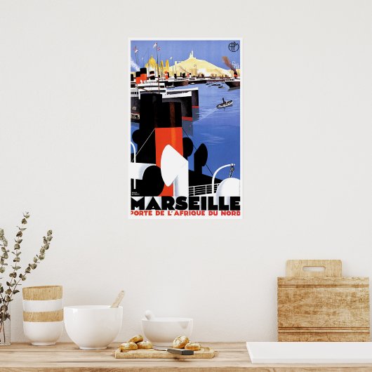 Marseille Porte de L' Afrique  Ship ad Ad Poster (Keuken)