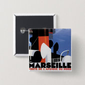 Marseille Poster Vierkante Button 5,1 Cm (Voorkant /achterkant)