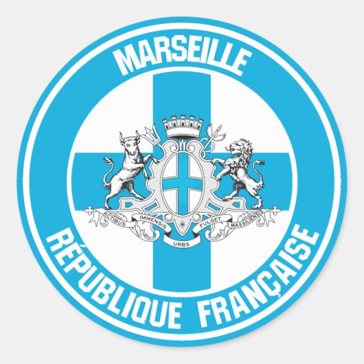Marseille Round Emblem Ronde Sticker (Voorkant)