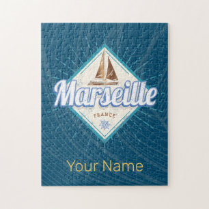 Marseille stad Frankrijk retro zeilschip vintage Legpuzzel