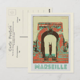 Marseille The Porte d'Orient illustration France Briefkaart