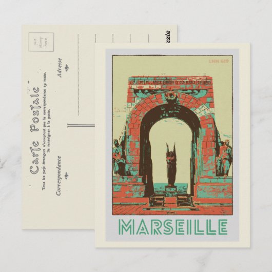 Marseille The Porte d'Orient illustration France Briefkaart (Voorkant / Achterkant)