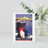 Marseille Vintage Travel Poster teruggezet Briefkaart (Staand voorkant)