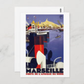 Marseille Vintage Travel Poster teruggezet Briefkaart (Voorkant / Achterkant)