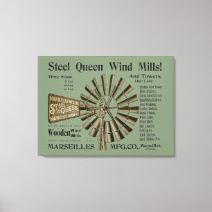 MARSEILLES ILLINOIS STEEL QUEEN WIND MILLS BOERDER CANVAS AFDRUK