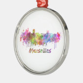 Marseilles skyline in watercolor metalen ornament (Links)
