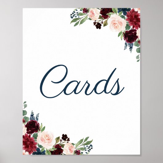 Marseinen en marsala Floral Wedding Cards Poster (Voorkant)
