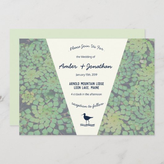 Marsh Bird Wedding Invitation Kaart (Voorkant / Achterkant)