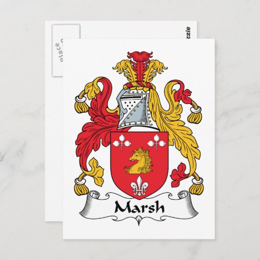 Marsh Family Crest Briefkaart (Voorkant / Achterkant)