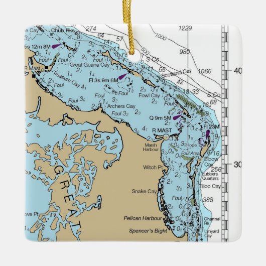 Marsh Harbor Abaco Chart Keramisch Ornament (Voorkant)
