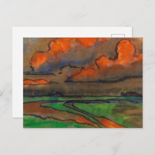 Marsh Landschap onder rode wolken | Emil Nolde | Briefkaart (Voorkant / Achterkant)