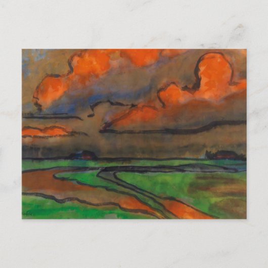 Marsh Landschap onder rode wolken | Emil Nolde | Briefkaart (Voorkant)