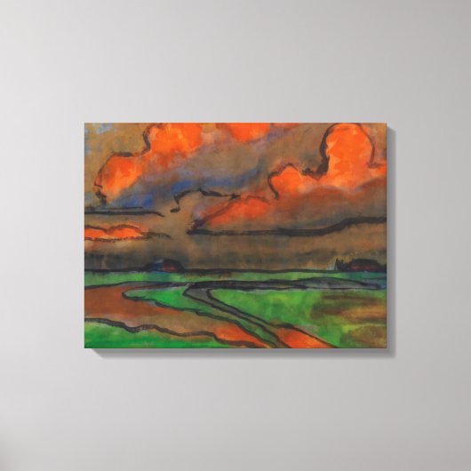 Marsh Landschap onder rode wolken | Emil Nolde | Canvas Afdruk (Voorkant)