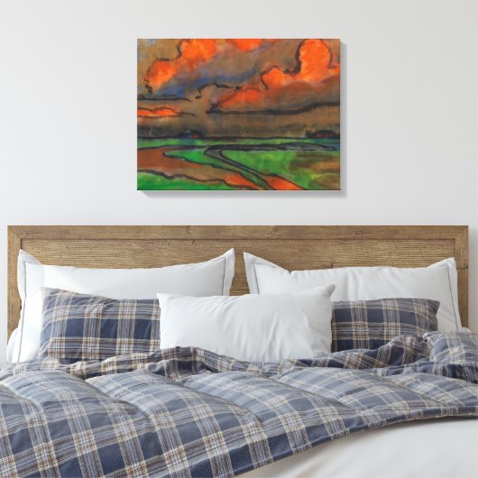 Marsh Landschap onder rode wolken | Emil Nolde | Canvas Afdruk (Insitu (Slaapkamer))