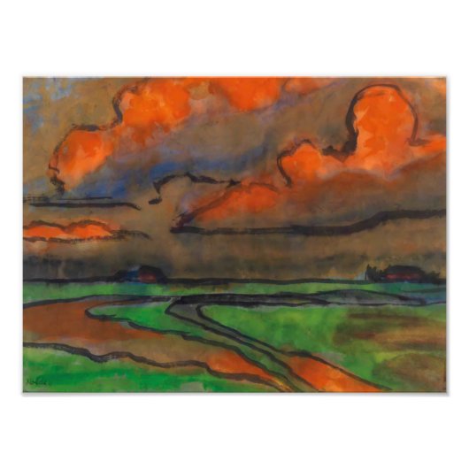 Marsh Landschap onder rode wolken | Emil Nolde | Foto Afdruk (Voorkant)