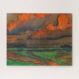 Marsh Landschap onder rode wolken | Emil Nolde | Legpuzzel