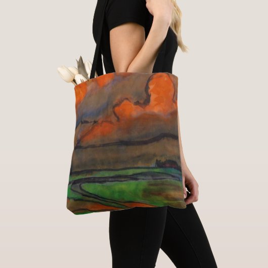 Marsh Landschap onder rode wolken | Emil Nolde | Tote Bag (Dichtbij)