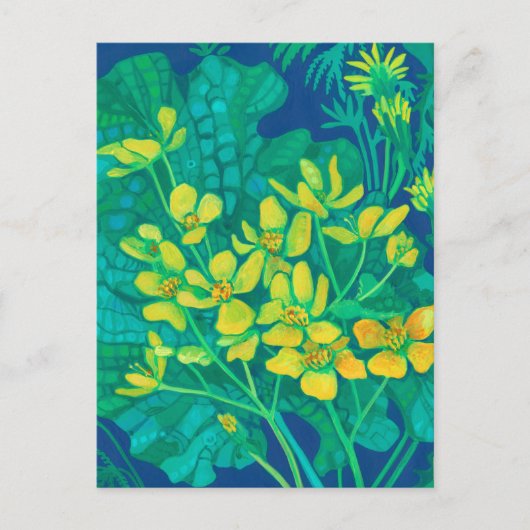Marsh Marigold Summer Wildbloemen Floral Painting Briefkaart (Voorkant)