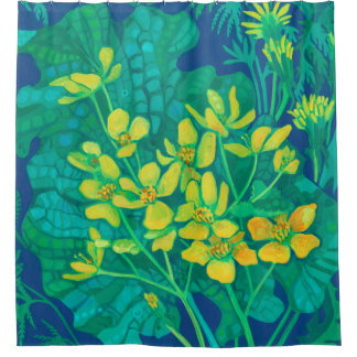 Marsh Marigold Summer Wildbloemen Floral Painting Douchegordijn