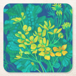 Marsh Marigold Summer Wildbloemen Floral Painting Kartonnen Onderzetters