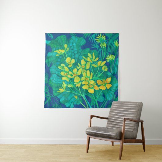 Marsh Marigold Summer Wildbloemen Floral Painting Wandkleed (In situ)