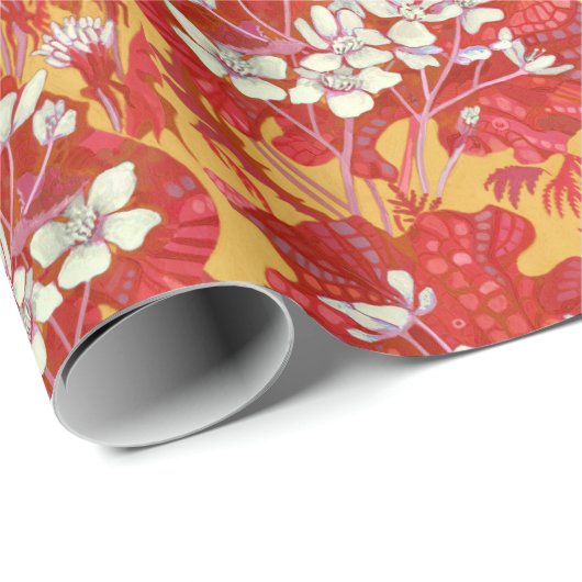 Marsh Marigold Wildflower Buttercup Bloemen Rood Cadeaupapier (Rol Hoek)