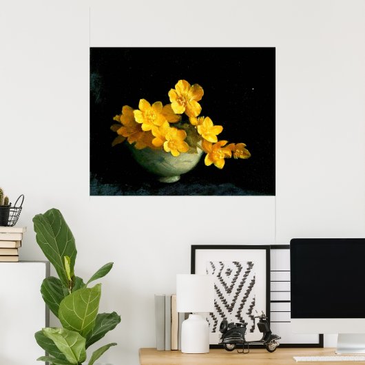 Marsh Marigolds, nog steeds levenspatter Poster (Thuiskantoor)