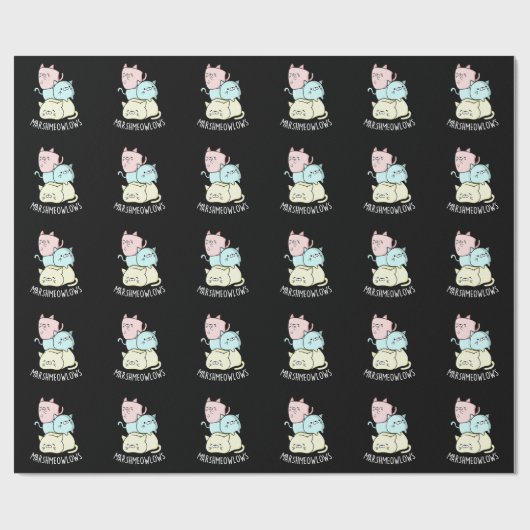 Marsh-meow-lows Funny Cat Marshmallow Pun Dark BG Cadeaupapier (Vlak)