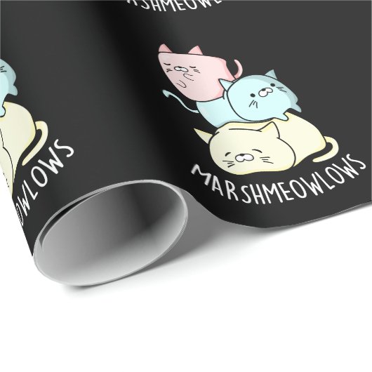 Marsh-meow-lows Funny Cat Marshmallow Pun Dark BG Cadeaupapier (Rol Hoek)