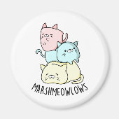 Marsh-meow-lows Funny Cat Marshmallow PUn Magneet (Voorkant)