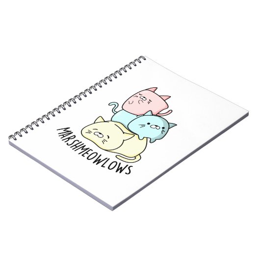 Marsh-meow-lows Grappige Kat Marshmallow Grappenma Notitieboek (Linkerzijde)