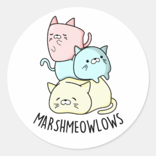 Marsh-meow-lows Grappige Kat Marshmallow Pun Ronde Sticker