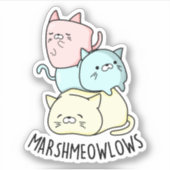 Marsh-meow-lows Grappige Kat Marshmallow Pun Sticker (Voorkant)