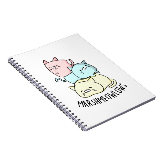 Marsh-meow-lows Grappige Kat Marshmallow Woordspel Notitieboek (Rechterzijde)