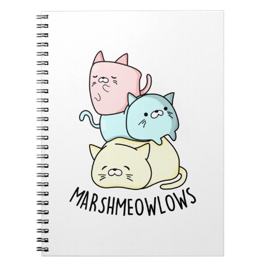 Marsh-meow-lows Grappige Kat Marshmallow Woordspel Notitieboek (Voorkant)