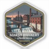 Marsh Raffinaderij Lower Falls Innsmouth Vintage R Sticker (Voorkant)