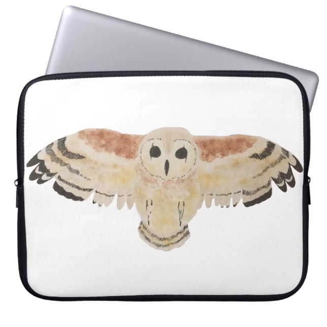 Marsh Uil Waterverf Bird Laptop Sleeve (Voorkant)