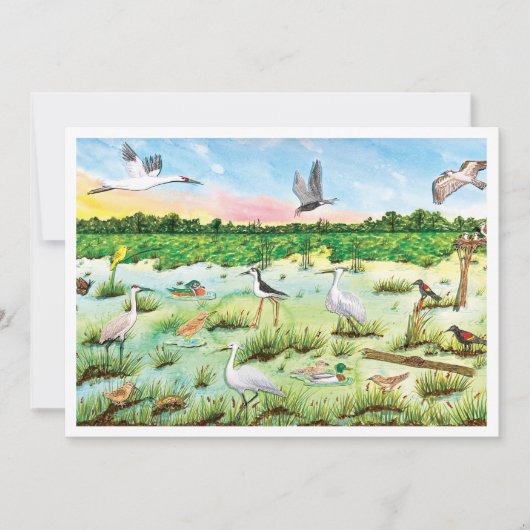 Marsh Wetlands Flat Greeting Card Bedankkaart (Voorkant)
