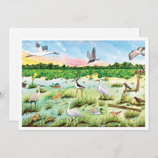 Marsh Wetlands Flat Greeting Card Bedankkaart (Voorkant / Achterkant)