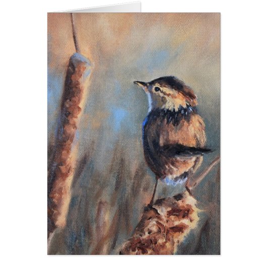 Marsh Wren Fine Art Wenskaart (Voorkant)