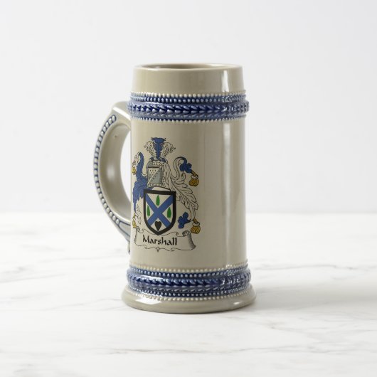 Marshall Coat of Arms Stein - Family Crest Bierpul (Voorkant links)