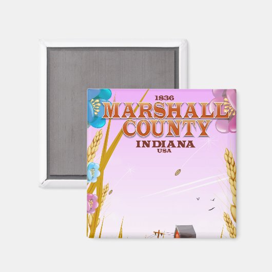 Marshall County '1836' Indiana reisposter. Magneet (Voorkant / Achterkant)