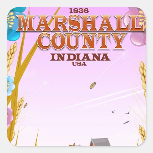 Marshall County '1836' Indiana reisposter. Vierkante Sticker (Voorkant)