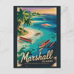 Marshall eilanden kust illustratie reis kunst briefkaart